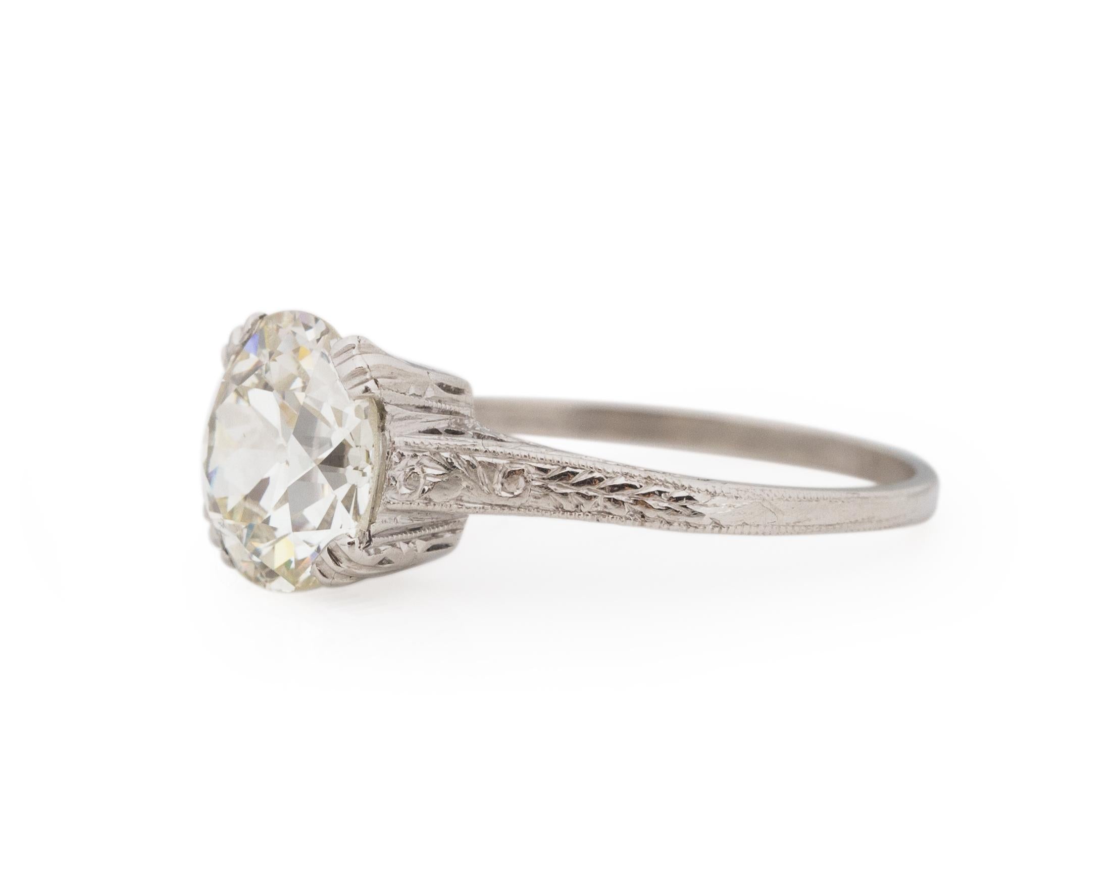 Old European Cut GIA Certified 2.32 Carat Art Deco Diamond Platinum Engagement Ring For Sale