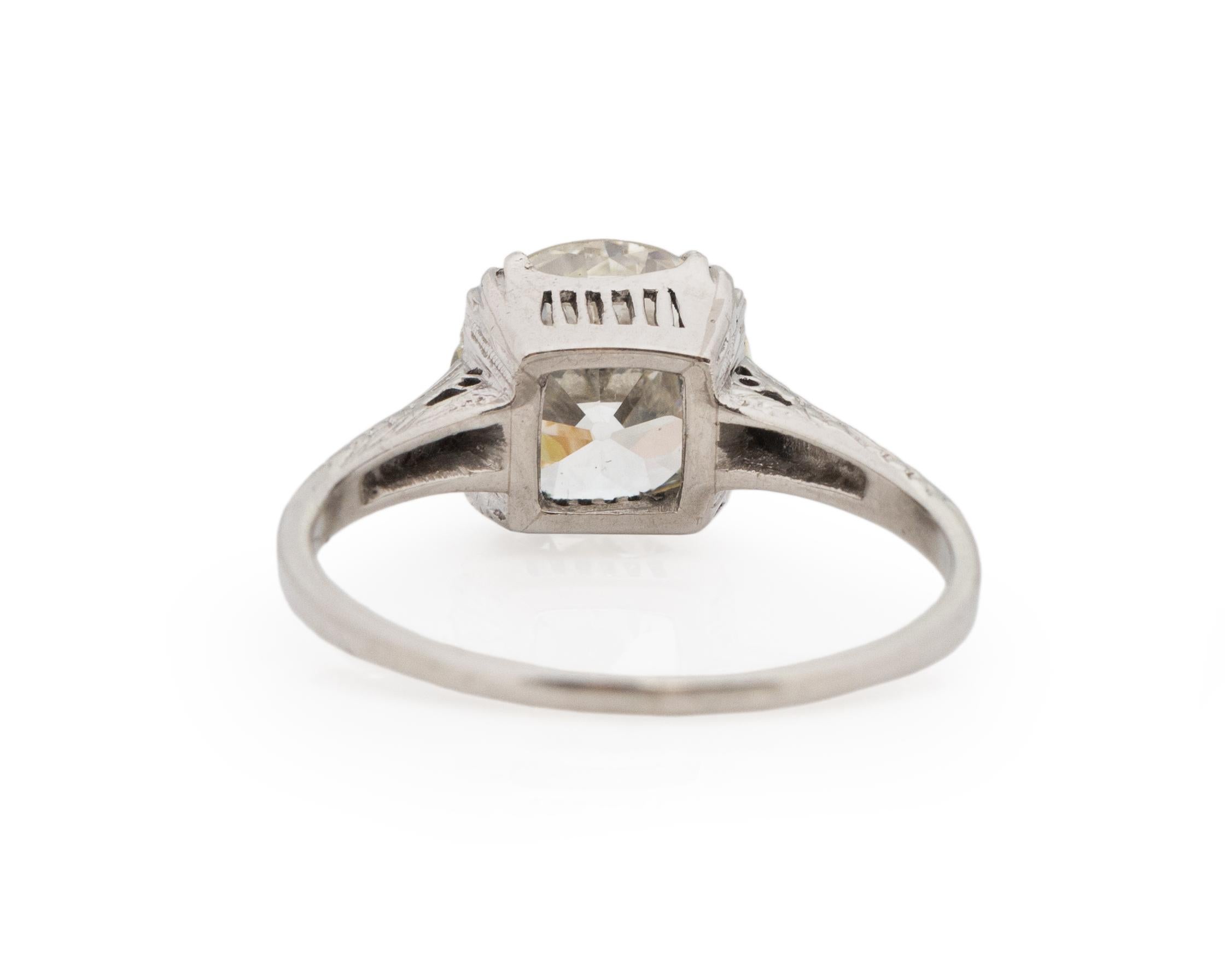 GIA Certified 2.32 Carat Art Deco Diamond Platinum Engagement Ring In Good Condition For Sale In Atlanta, GA