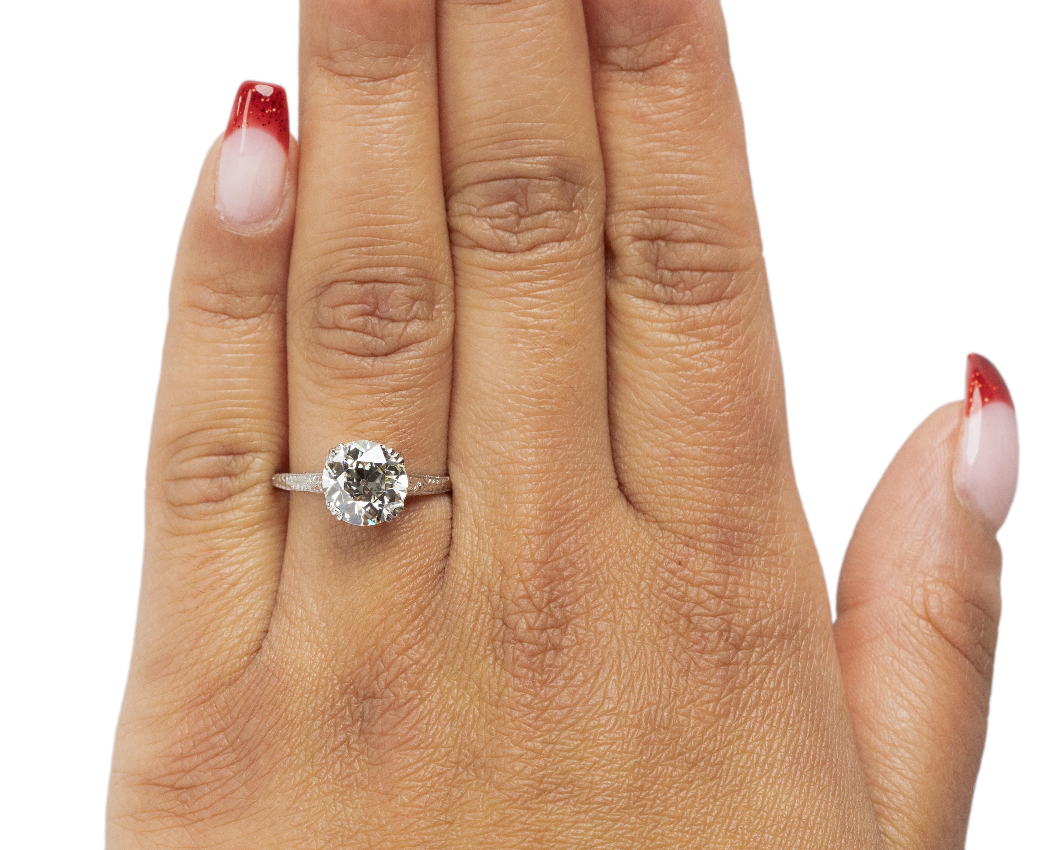 Women's GIA Certified 2.32 Carat Art Deco Diamond Platinum Engagement Ring For Sale