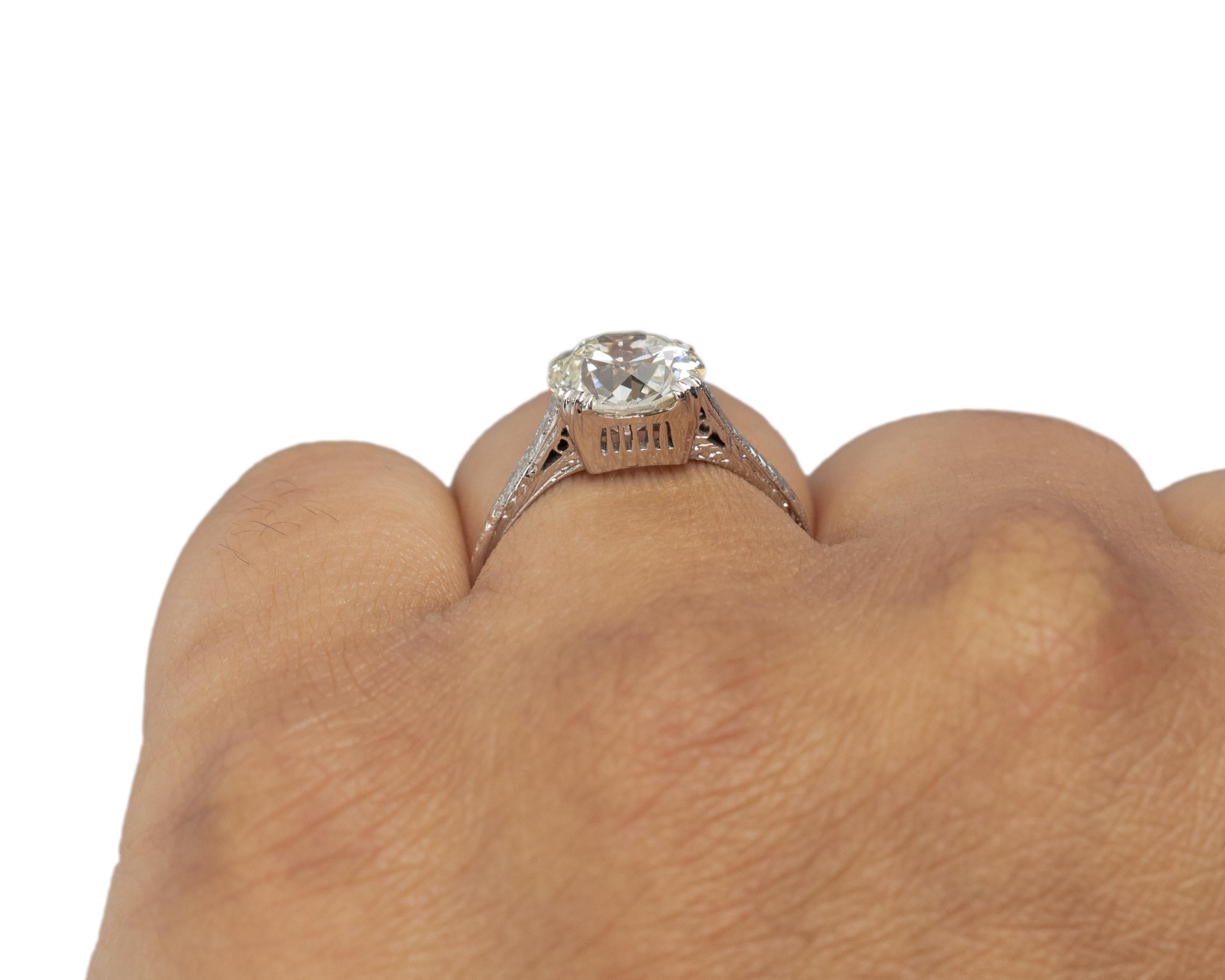 GIA Certified 2.32 Carat Art Deco Diamond Platinum Engagement Ring For Sale 1