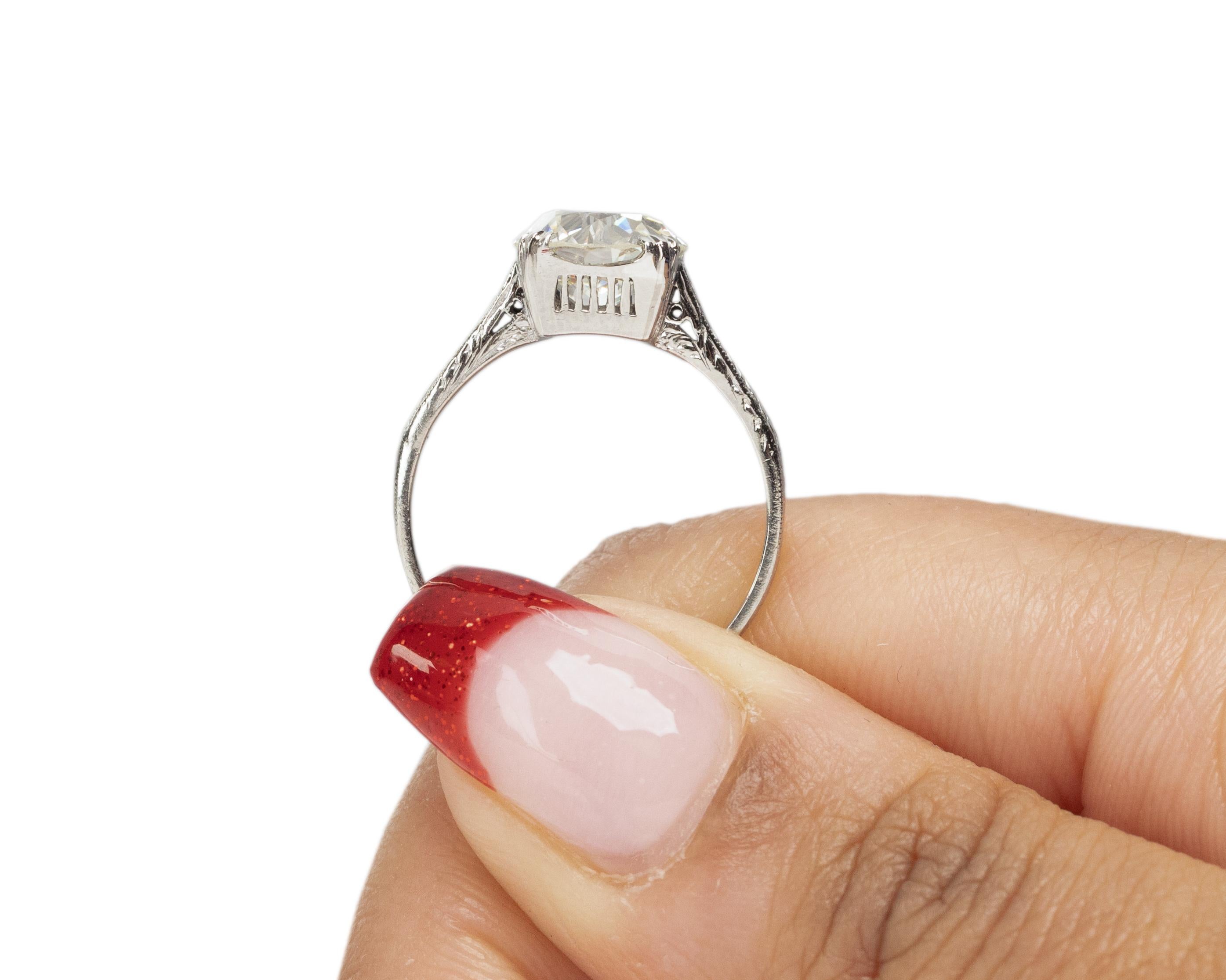 GIA Certified 2.32 Carat Art Deco Diamond Platinum Engagement Ring For Sale 3