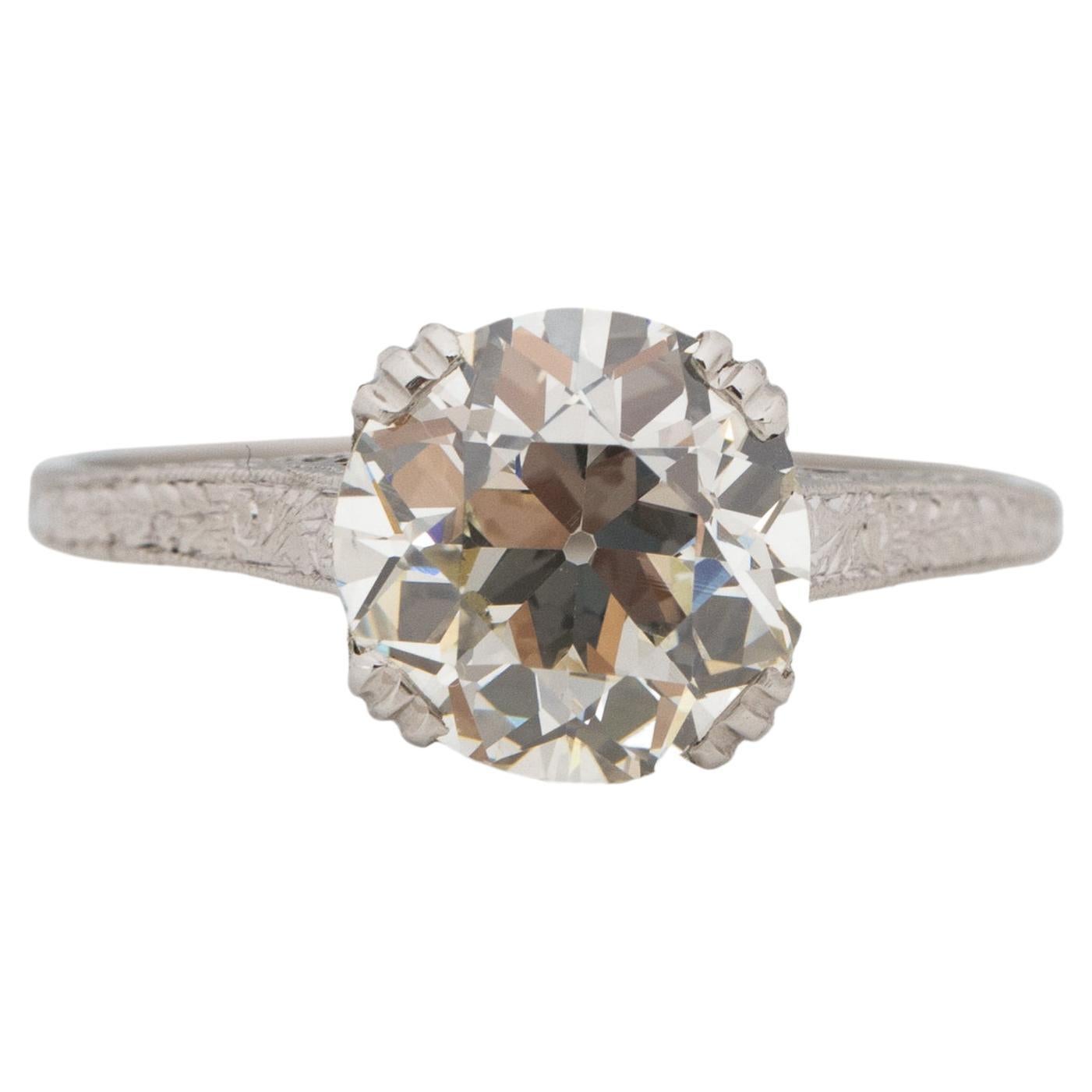 GIA Certified 2.32 Carat Art Deco Diamond Platinum Engagement Ring For Sale