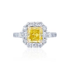 GIA Certified 2.38 Carat Fancy Vivid Yellow Diamond Ring