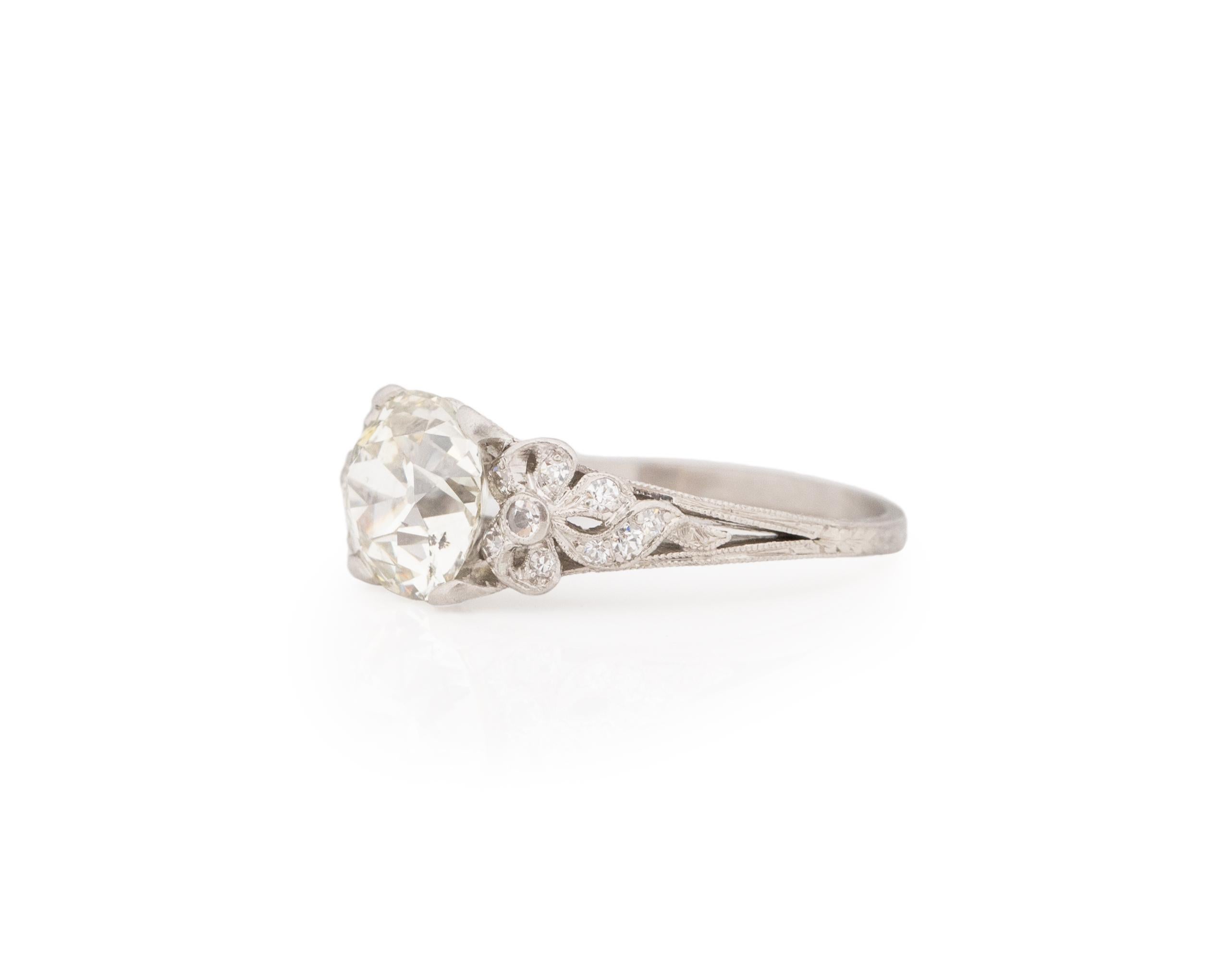 Old Mine Cut GIA Certified 2.33 Carat Art Deco Diamond Platinum Engagement Ring For Sale
