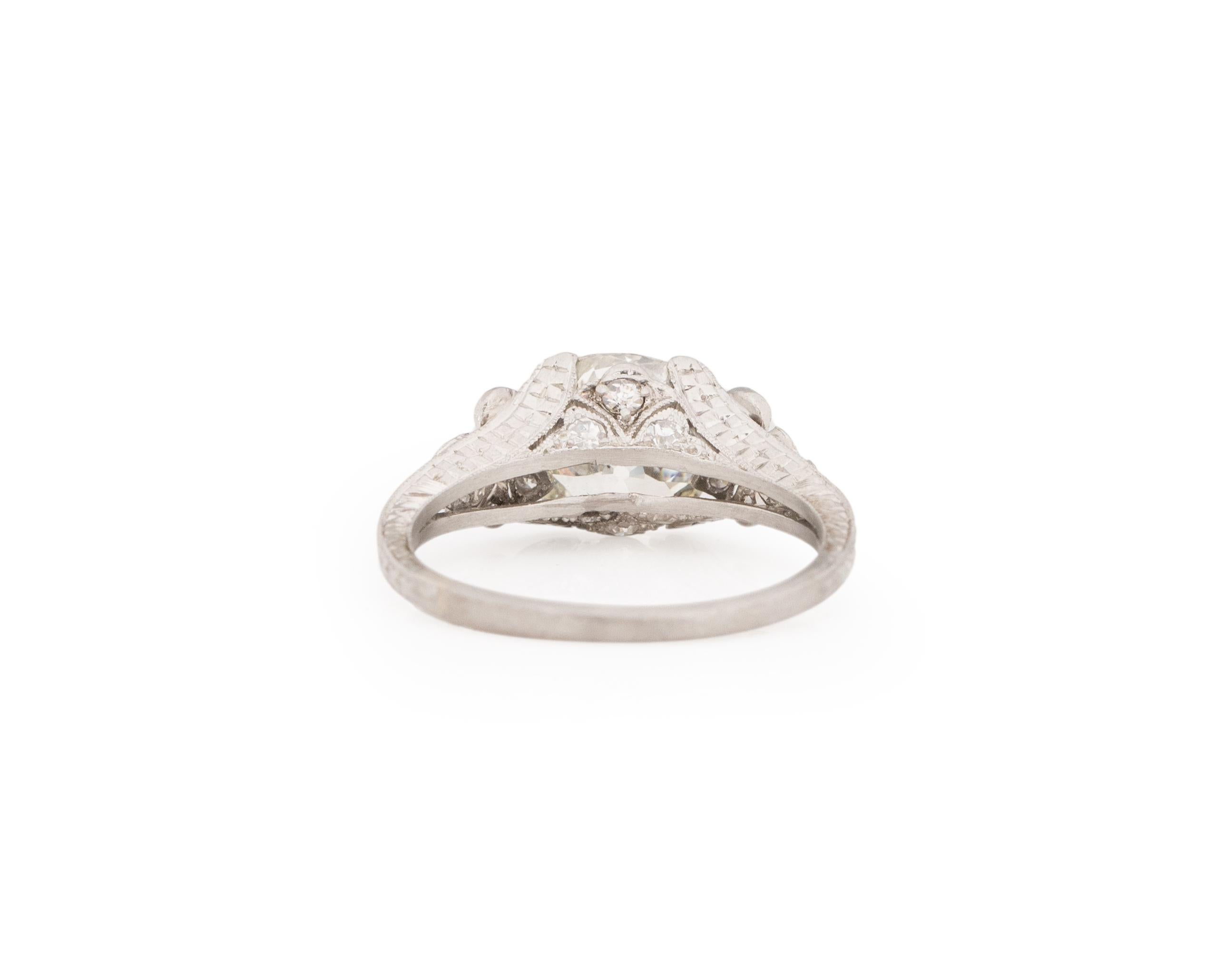 GIA Certified 2.33 Carat Art Deco Diamond Platinum Engagement Ring In Good Condition For Sale In Atlanta, GA
