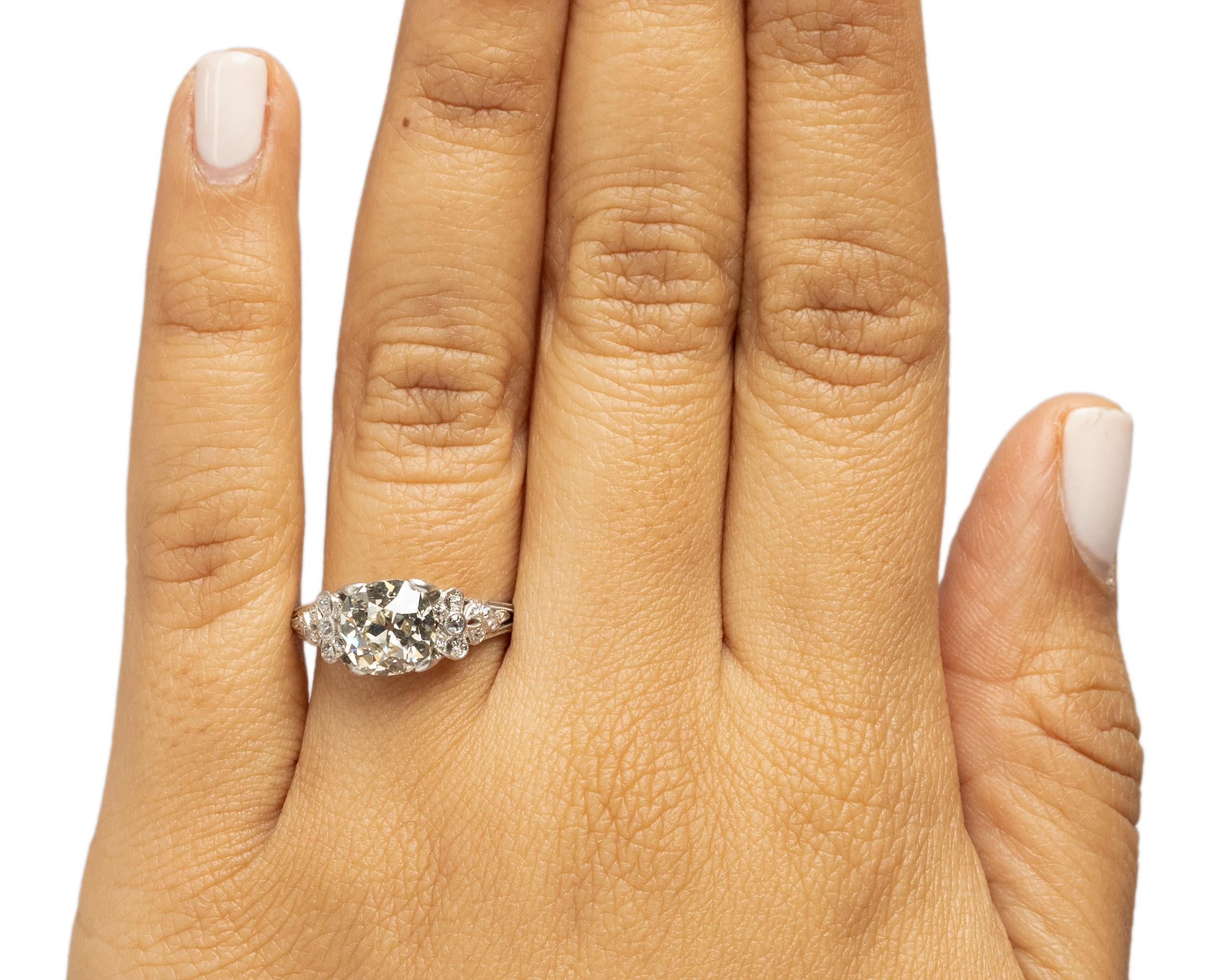 GIA Certified 2.33 Carat Art Deco Diamond Platinum Engagement Ring For Sale 1