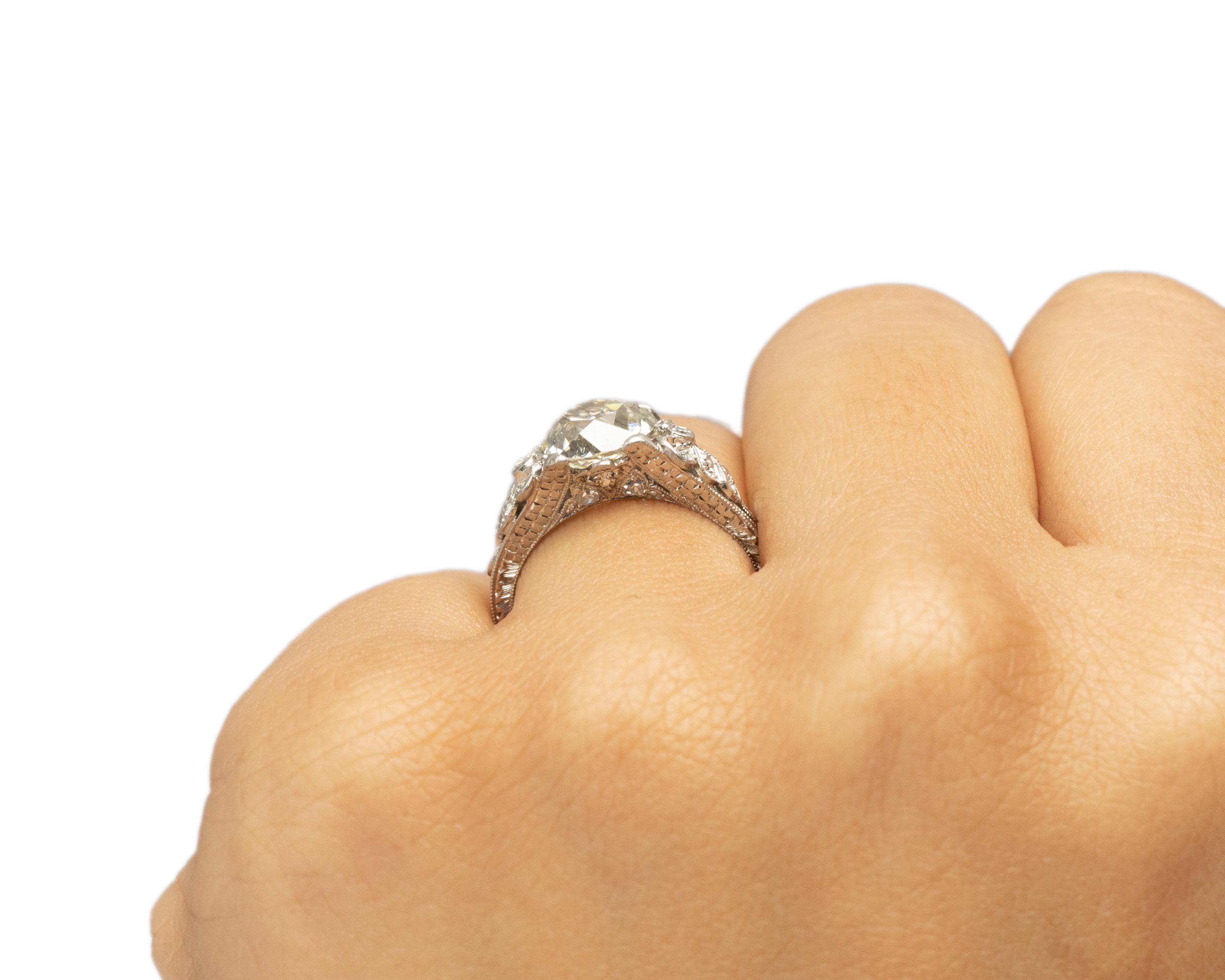 GIA Certified 2.33 Carat Art Deco Diamond Platinum Engagement Ring For Sale 2