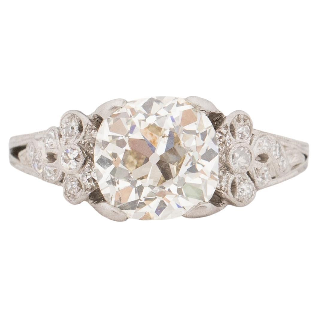 GIA Certified 2.33 Carat Art Deco Diamond Platinum Engagement Ring