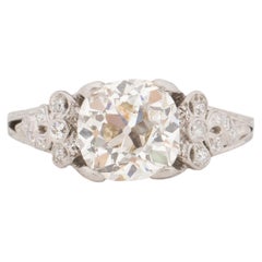 GIA Certified 2.33 Carat Art Deco Diamond Platinum Engagement Ring