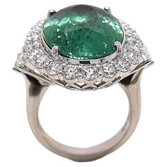 GIA Certified 23.3 Carat Paraiba Fancy and Round Diamond White Gold Ring