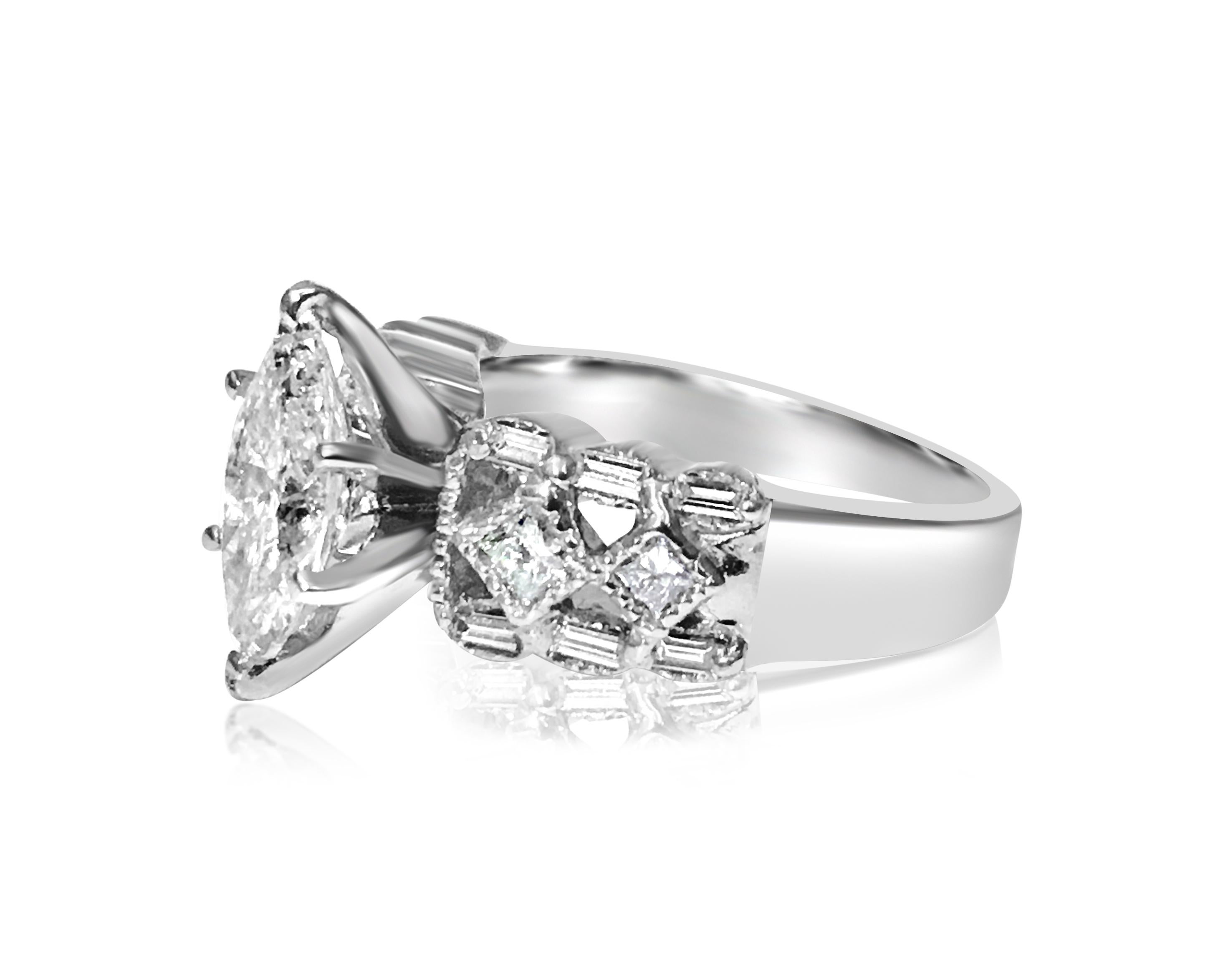 Art Nouveau GIA Certified 2.35 Carat Diamond Engagement Ring For Sale