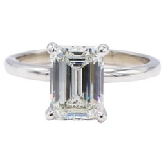 GIA Certified 2.35 Carat I VS1 Emerald Cut Solitaire Diamond Engagement Ring 