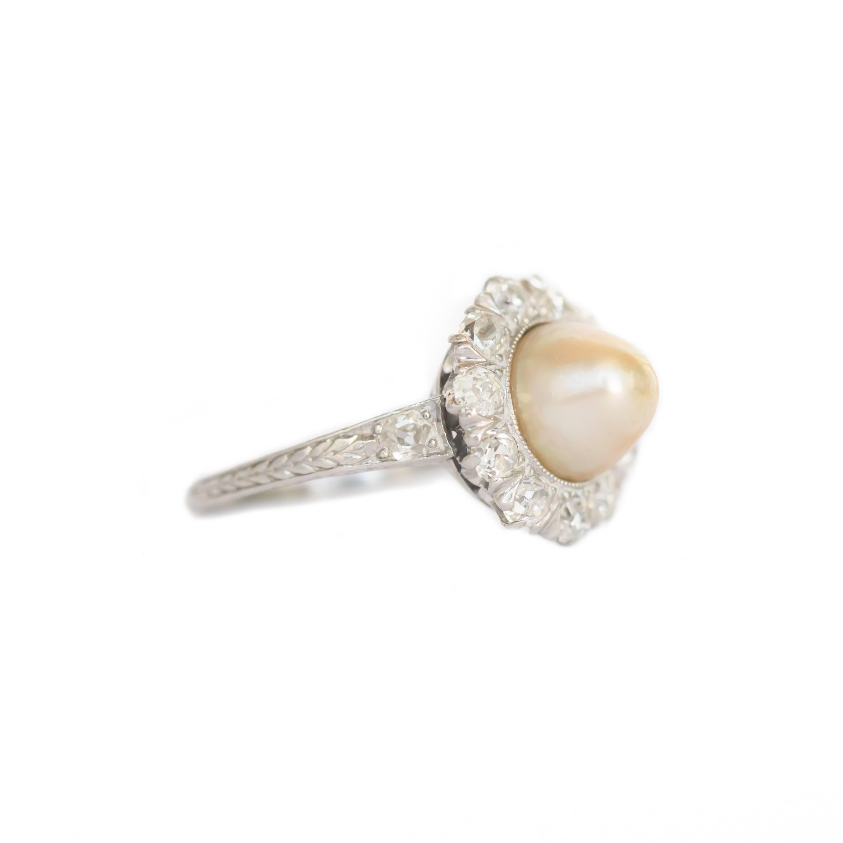 Edwardian GIA Certified 2.35 Carat Platinum Pearl Engagement Ring For Sale