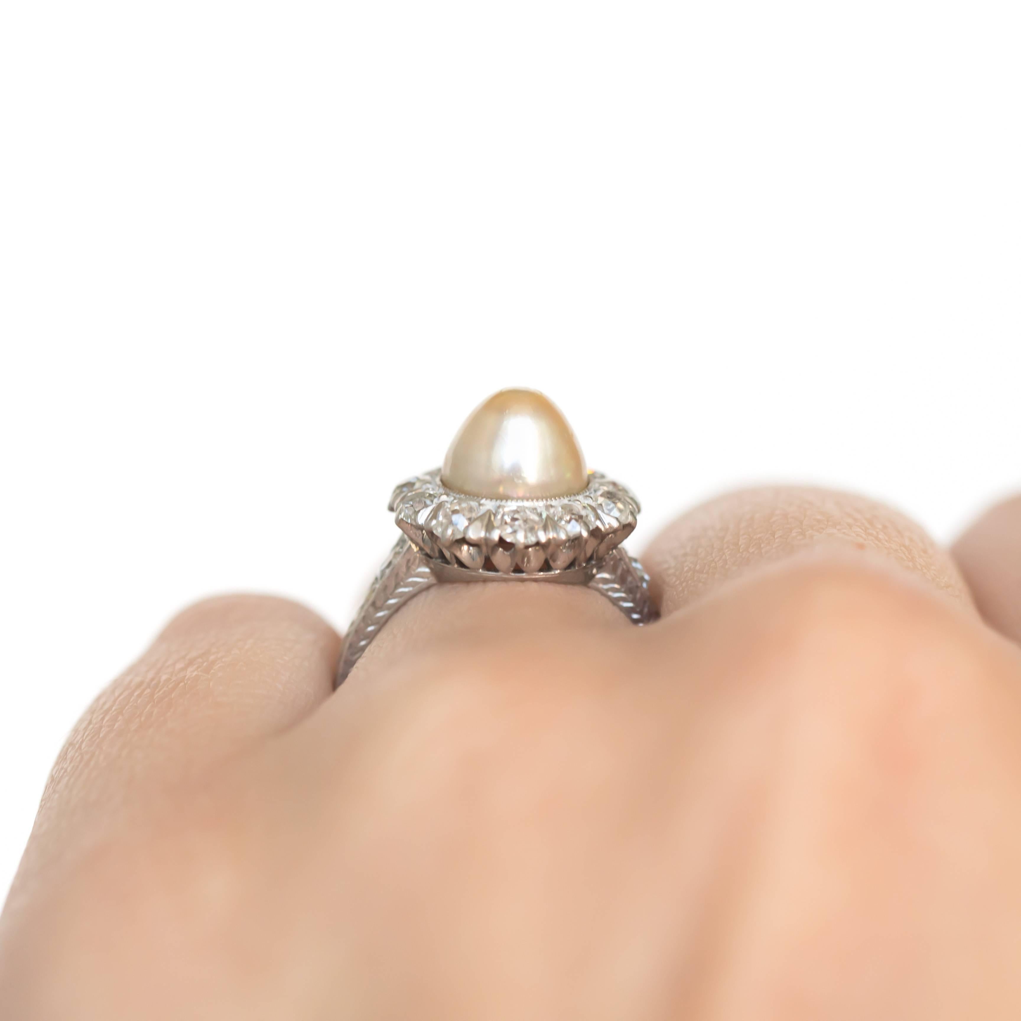 GIA Certified 2.35 Carat Platinum Pearl Engagement Ring For Sale 3