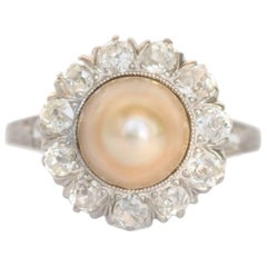 Anello di fidanzamento con perla in platino da 2,35 carati certificato GIA
