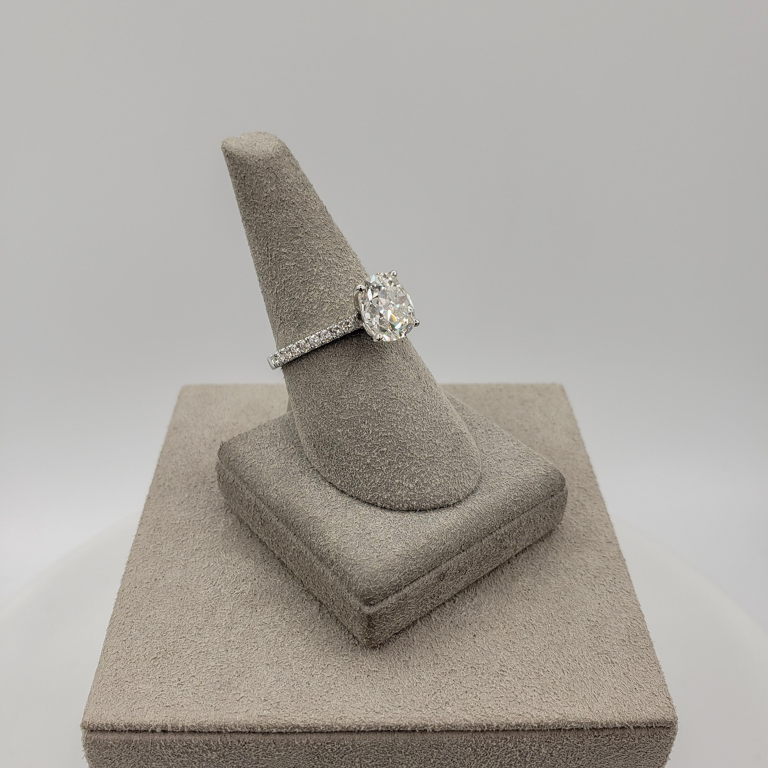 Cushion Cut GIA Certified 2.36 Carat Cushion Brilliant Cut Diamond Pave Engagement Ring