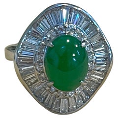 GIA Certified 2.36 Ct Jadeite Jade &2 Ct Diamond Cocktail Ring Platinum No Treat