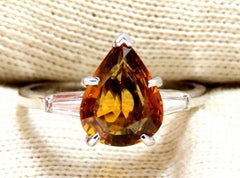 GIA Certified 2.36ct Natural Yellow Natural Sapphire Diamonds Ring Platinum*