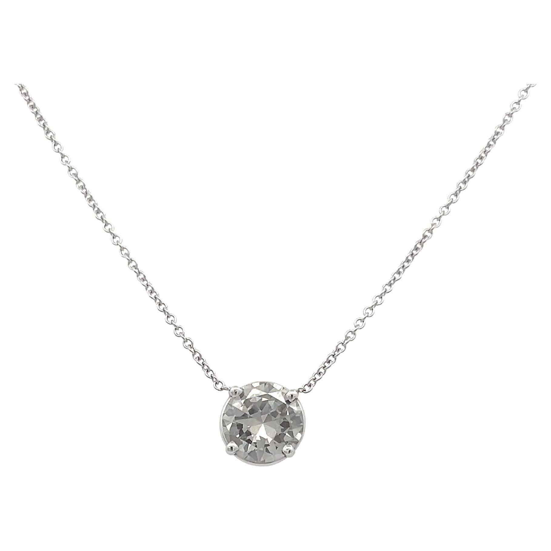 GIA Certified 2.37 Carat Natural Grey Diamond Necklace