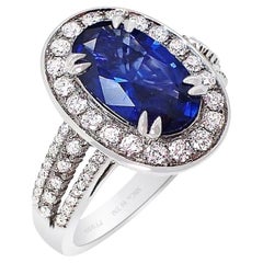 GIA Certified 2.37 ct Platinum Sapphire Ring - Ceylon Perfect Blue Sapphire