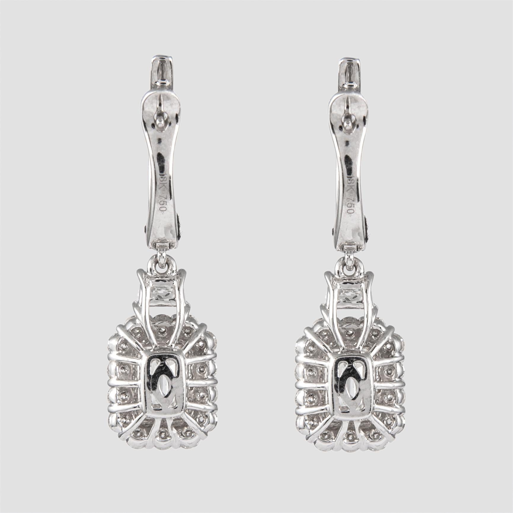 Alexander Beverly Hills GIA 2.37ct Emerald Cut Diamond Drop Earrings 18k For Sale 1