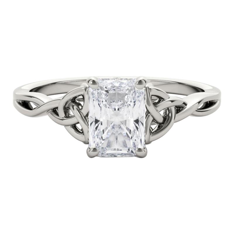 GIA Certified 2.38 Carat Celtic Knot Radiant Solitaire Diamond Ring