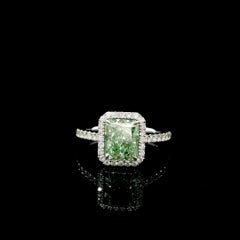 GIA Certified 2.38 Carat Fancy Light Greenish Yellow VS1 Clarity Diamond Ring