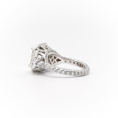 GIA Certified 2.39 Carat Emerald Cut Diamond & Trapezoid Diamond Engagement Ring
