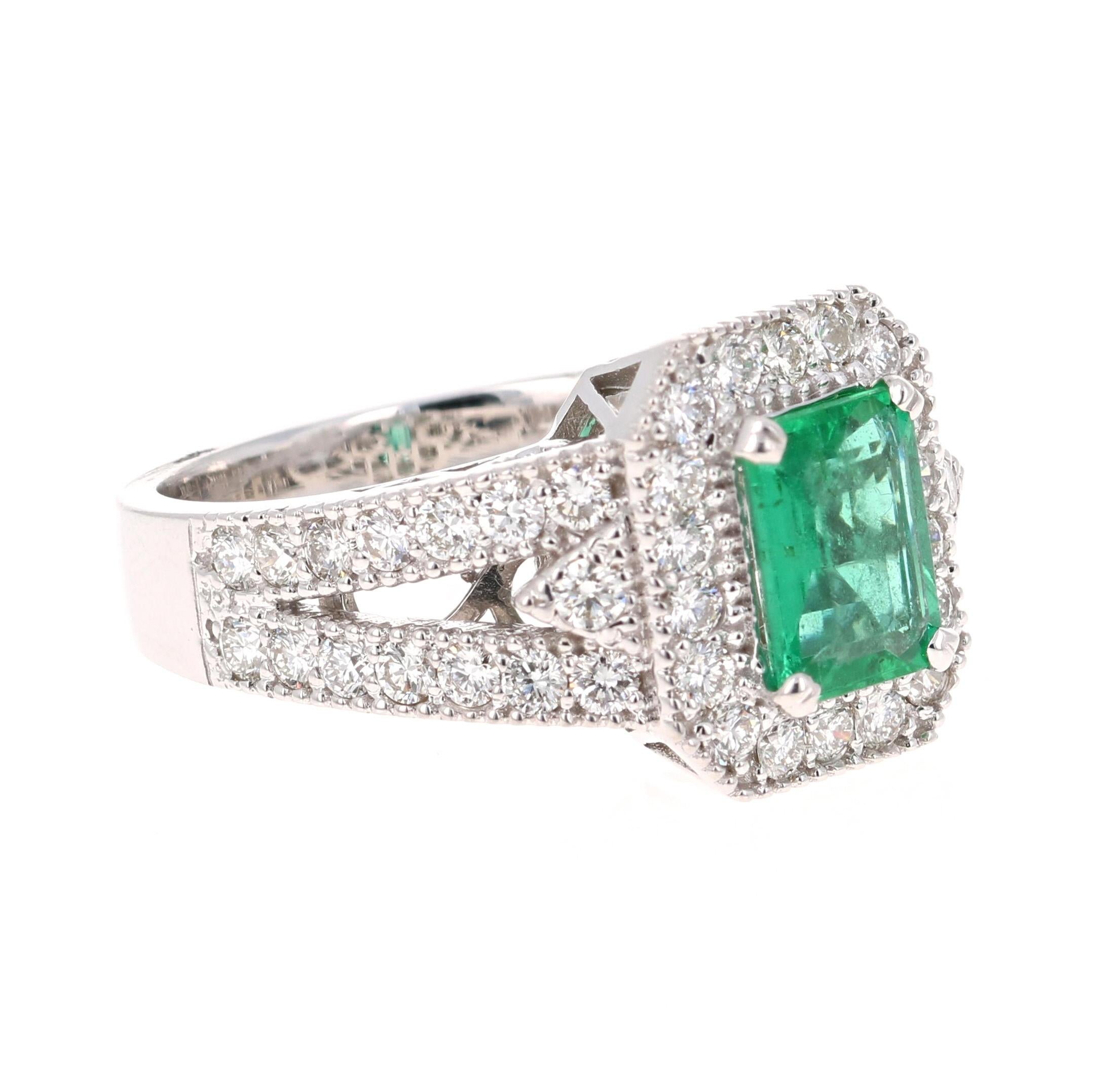 Stunning Vintage Inspired Emerald Cut Emerald Diamond Ring! 

This Emerald ring is absolutely gorgeous. The center is an Emerald Cut Emerald which weighs 1.17 carats and measures in at 6mm x 8 mm. The Emerald is GIA Certified, GIA Cert Number: