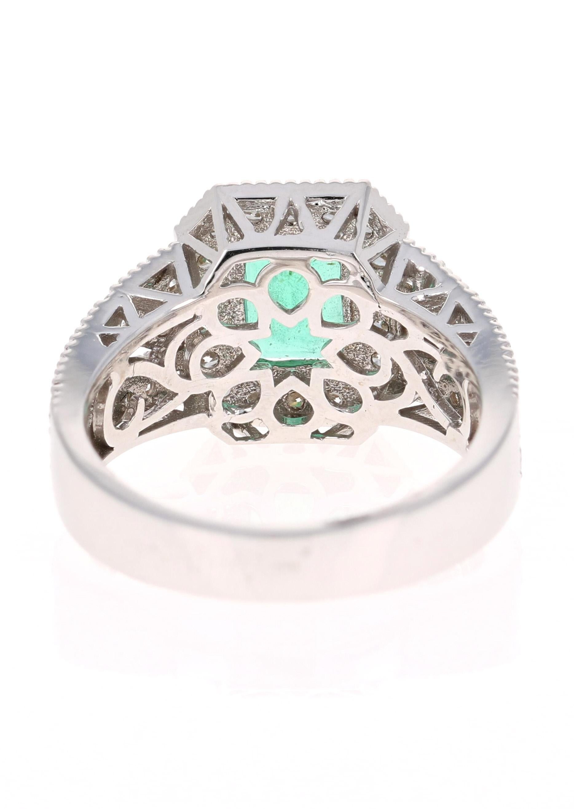 Emerald Cut GIA Certified 2.39 Carat Emerald Diamond 18 Karat White Gold Ring For Sale