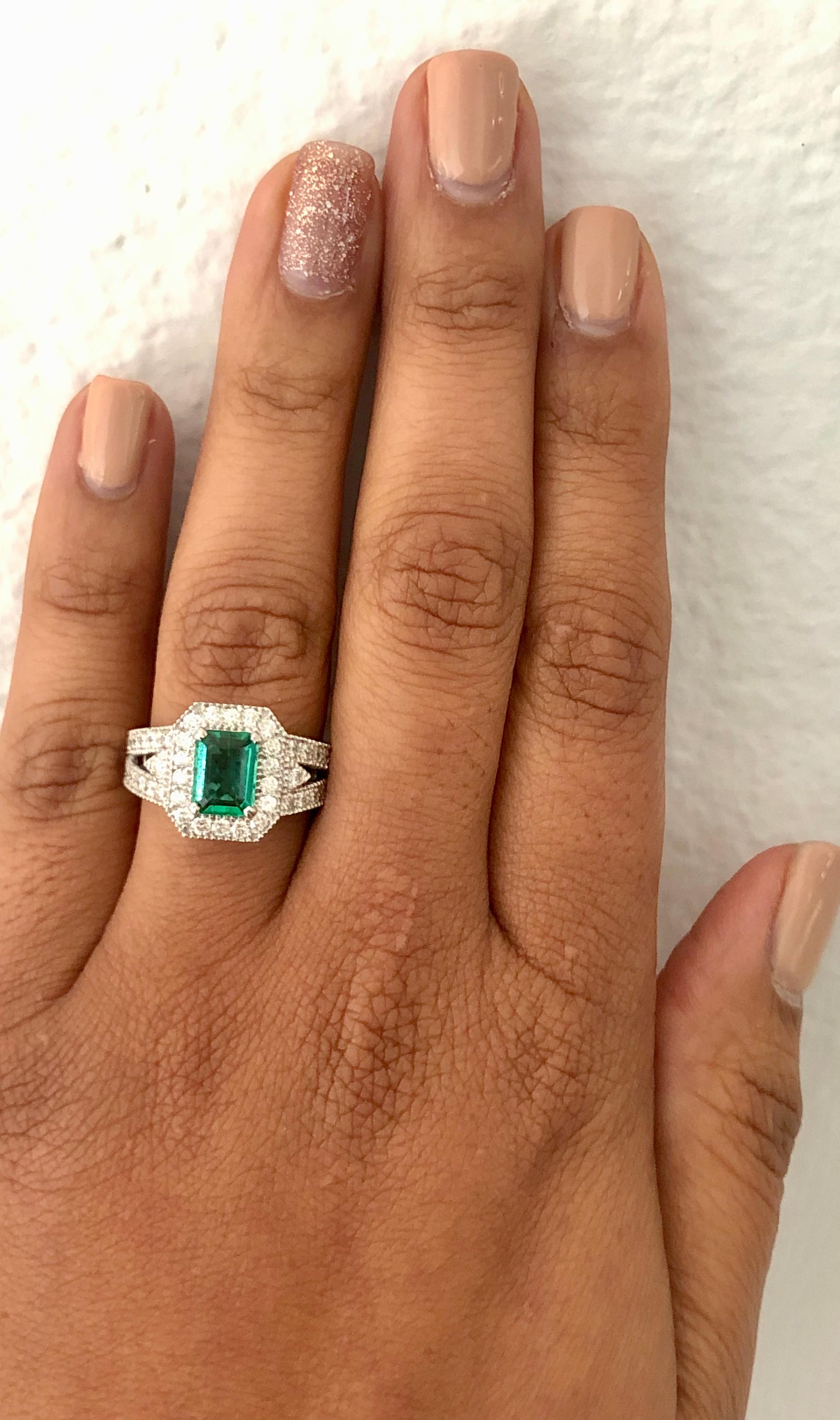 Women's GIA Certified 2.39 Carat Emerald Diamond 18 Karat White Gold Ring For Sale