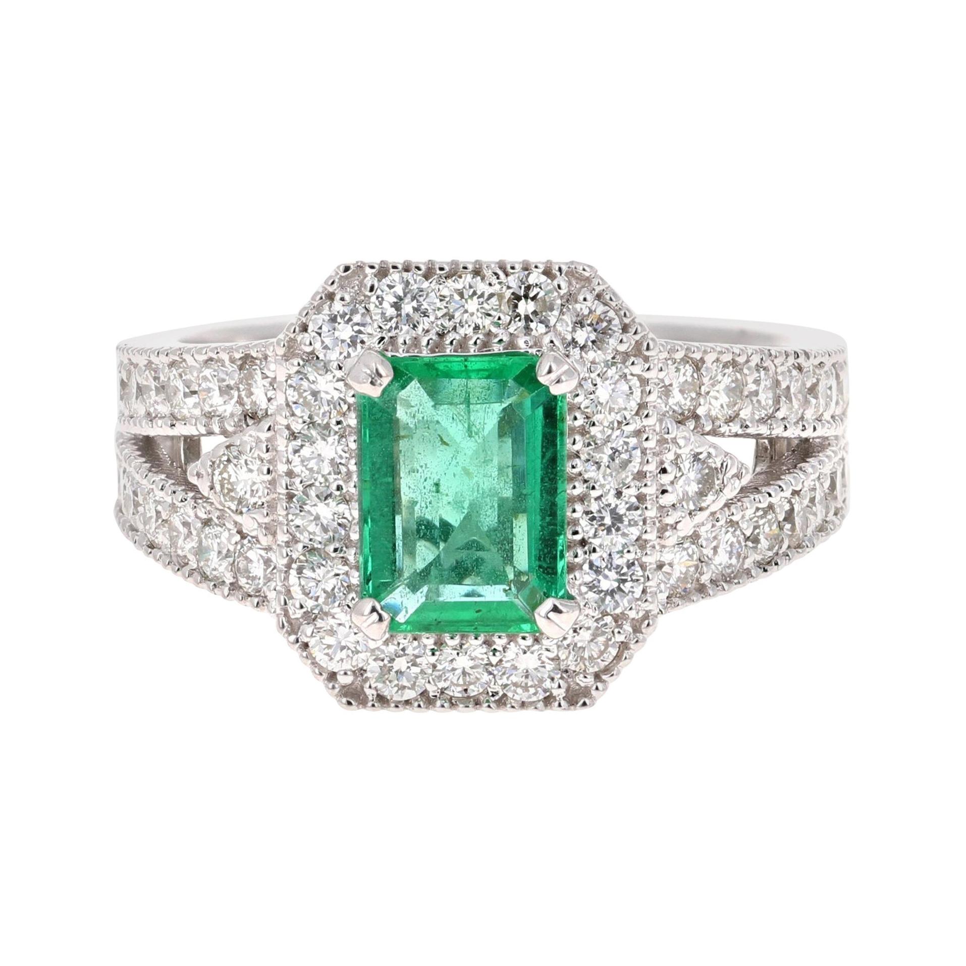GIA-zertifizierter 2,39 Karat Smaragd-Diamant-Ring aus 18 Karat Weißgold