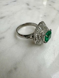 GIA Certified 2.39 Carat Emerald Diamond Ballerina Ring in Platinum