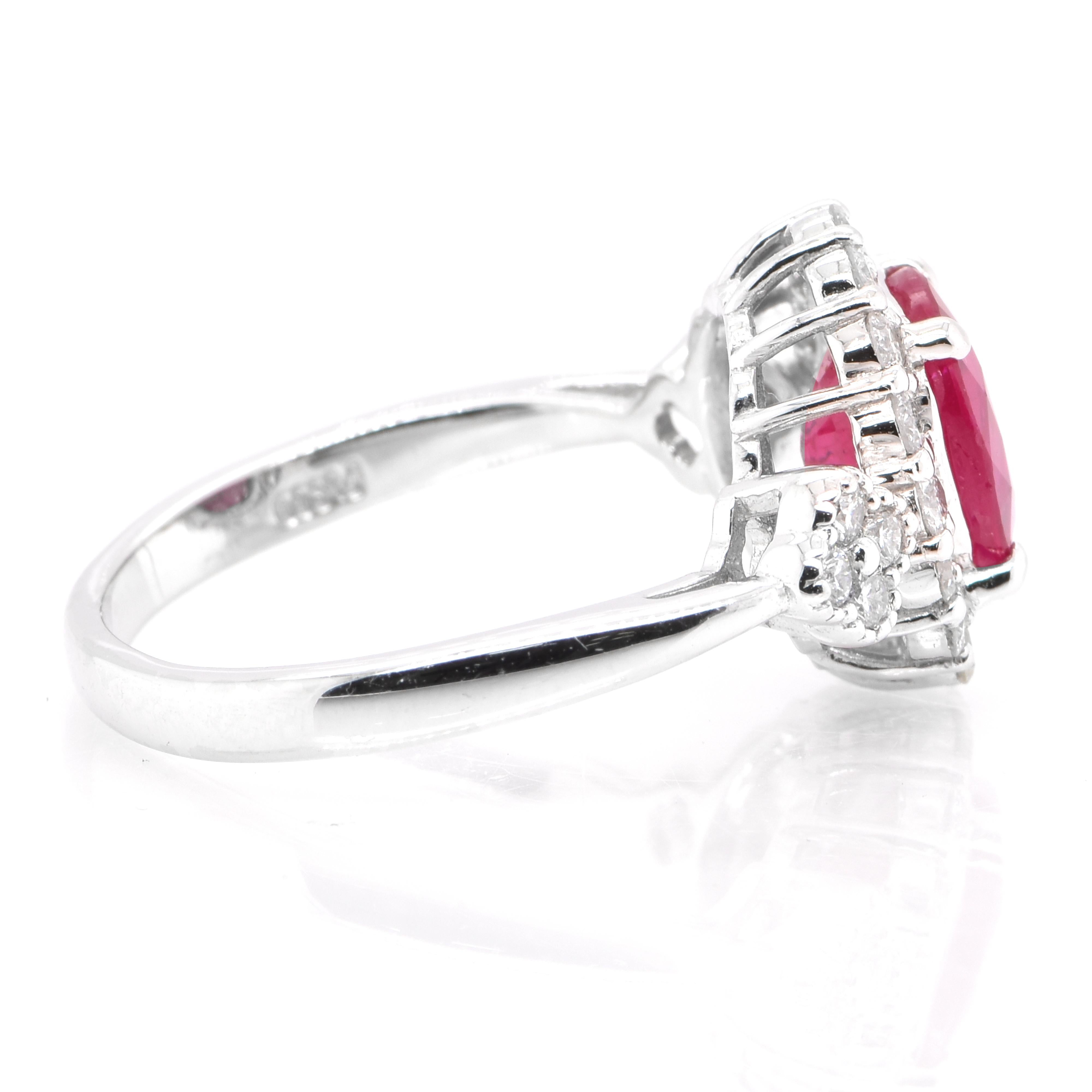 GIA Certified 2.39 Carat Natural Ruby and Diamond Ring Set in Platinum In New Condition For Sale In Tokyo, JP
