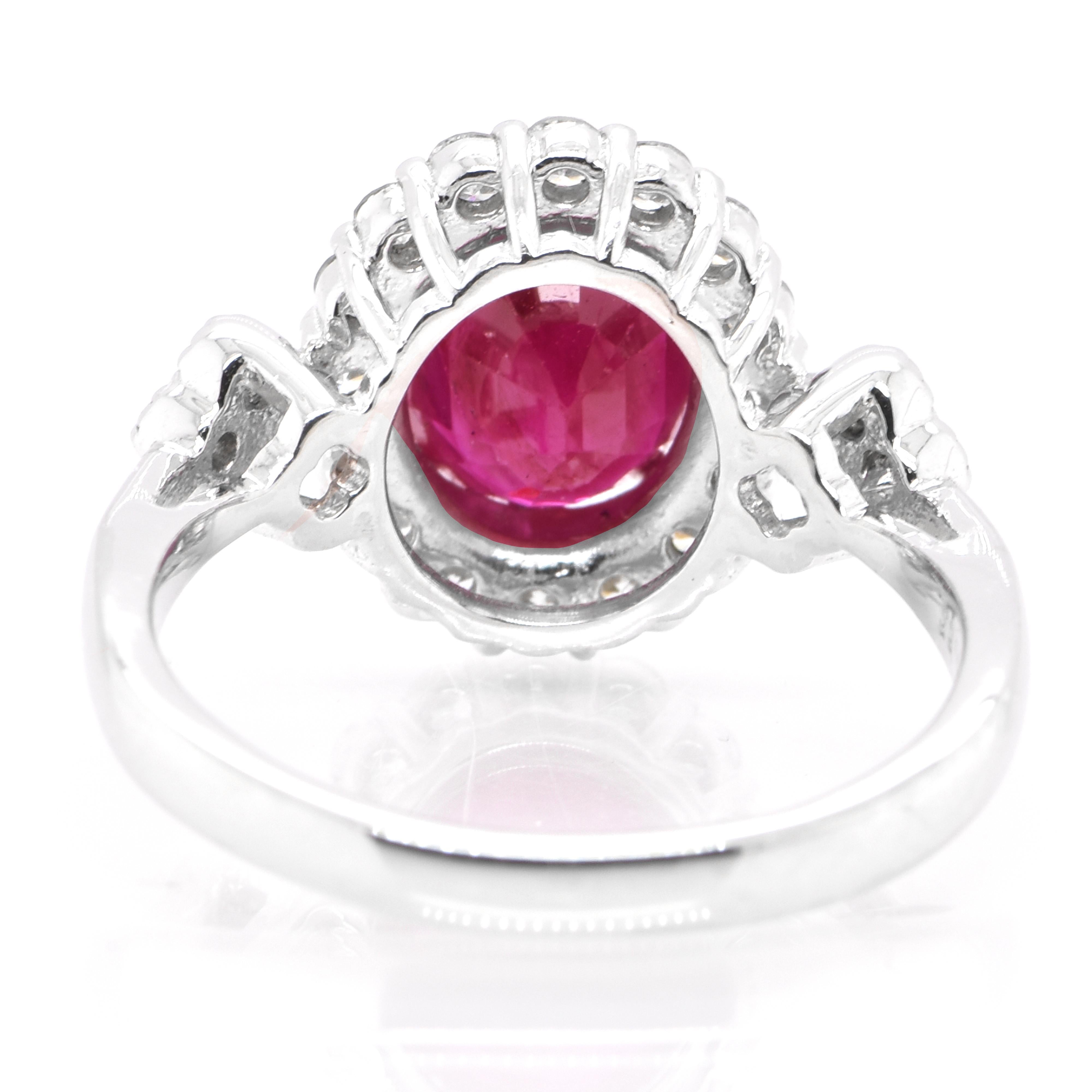 Women's GIA Certified 2.39 Carat Natural Ruby and Diamond Ring Set in Platinum For Sale