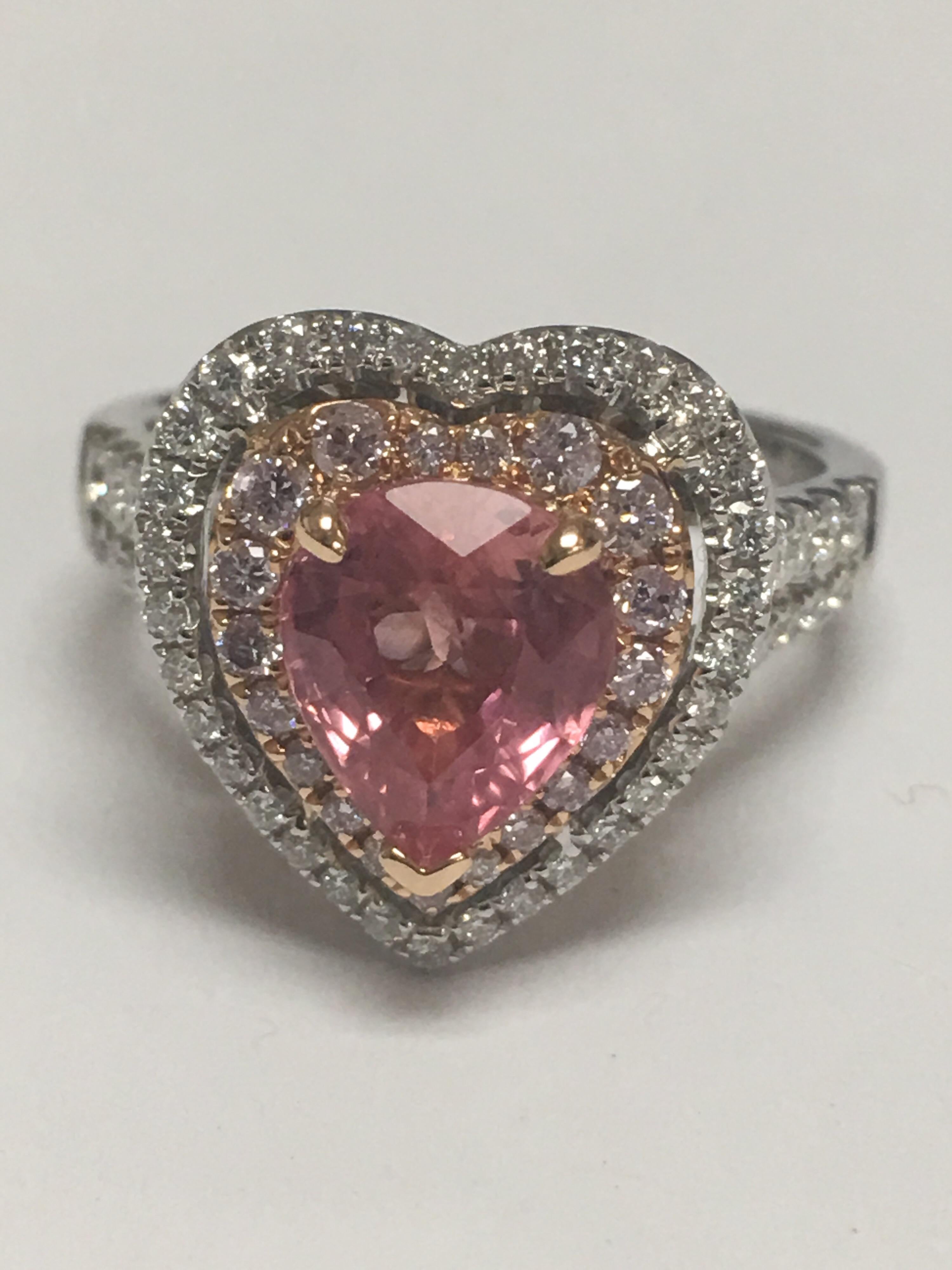 GIA Certified 2.39 Carat Padparadscha Sapphire Diamond Engagement Ring 3