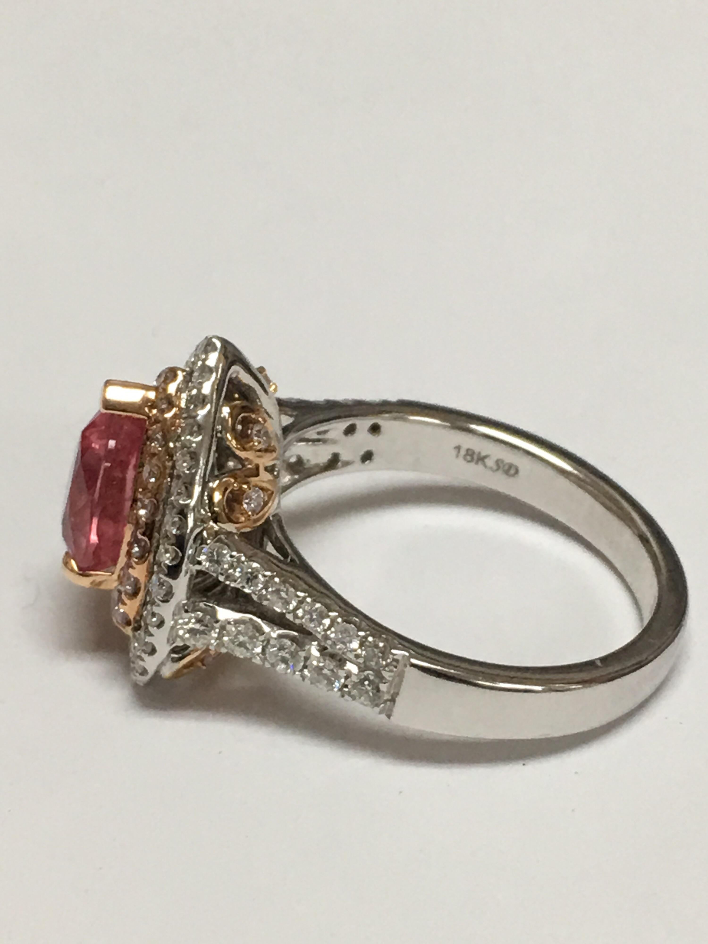 Contemporary GIA Certified 2.39 Carat Padparadscha Sapphire Diamond Engagement Ring