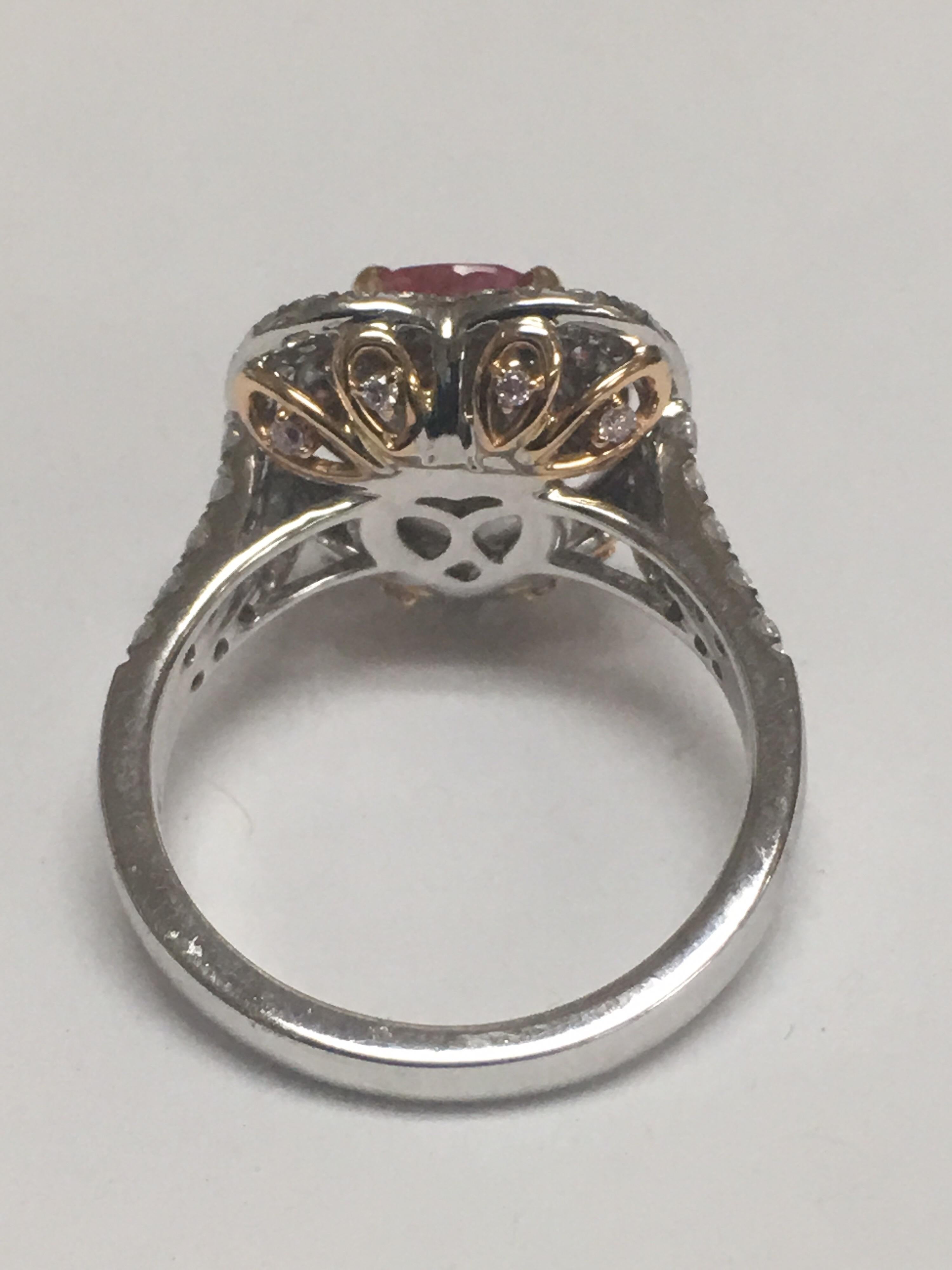 GIA Certified 2.39 Carat Padparadscha Sapphire Diamond Engagement Ring 1