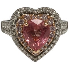 GIA Certified 2.39 Carat Padparadscha Sapphire Diamond Engagement Ring