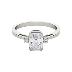 GIA Certified 2.39 Carat Radiant Three-Stone 18K White Gold Diamond Ring