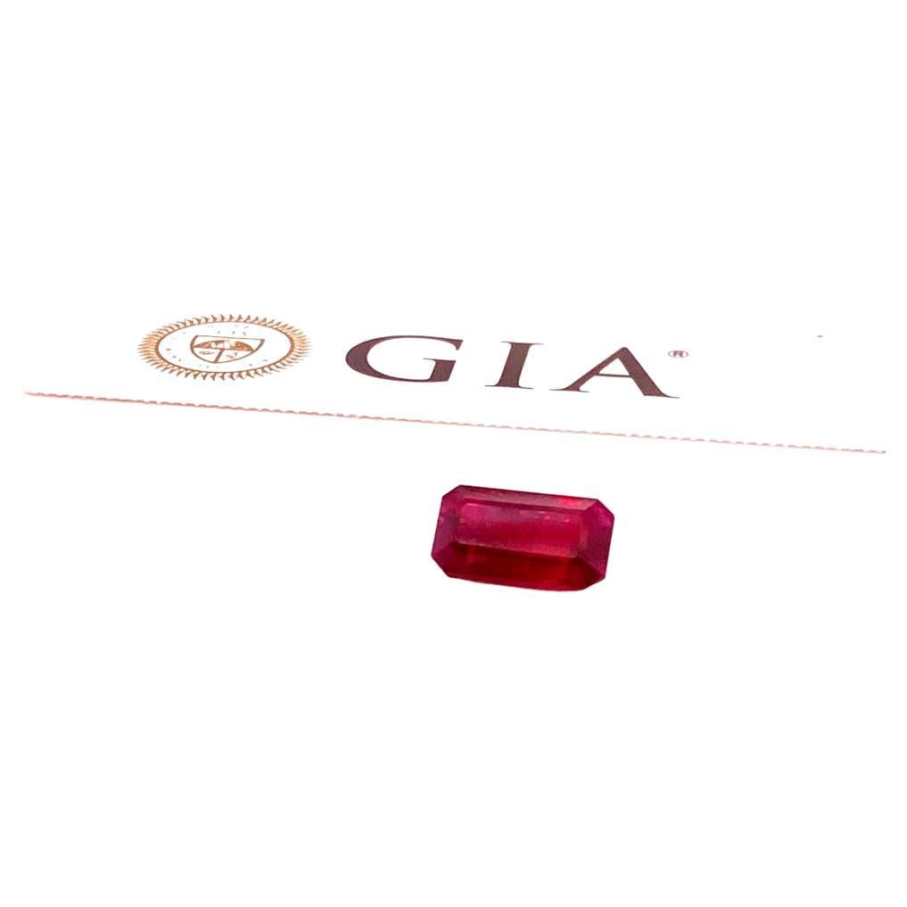 GIA Certified 2.3ct Octagonal Burma Ruby For Sale