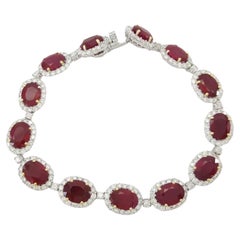 GIA Certified 24 Carat Burmese Rubies Diamond Bracelet