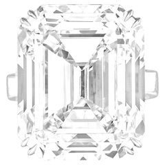 GIA Certified 24 Carat Emerald Cut Platinum Diamond Ring