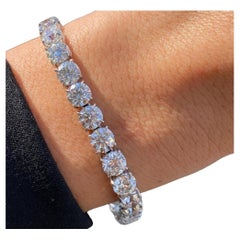 Bracelet tennis avec diamants blancs brillants de 24 carats certifiés GIA