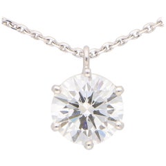 Collier pendentif en or blanc 18 carats avec diamants de 2,40 carats de couleur D, certifiés par le GIA