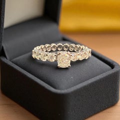 GIA Certified 2.40 Carat D/VVS1 Cushion Round Diamonds Hidden Halo Ring 18K Gold