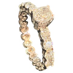 GIA Certified 2.40 Carat D/VVS1 Cushion Round Diamonds Hidden Halo Ring 18K Gold