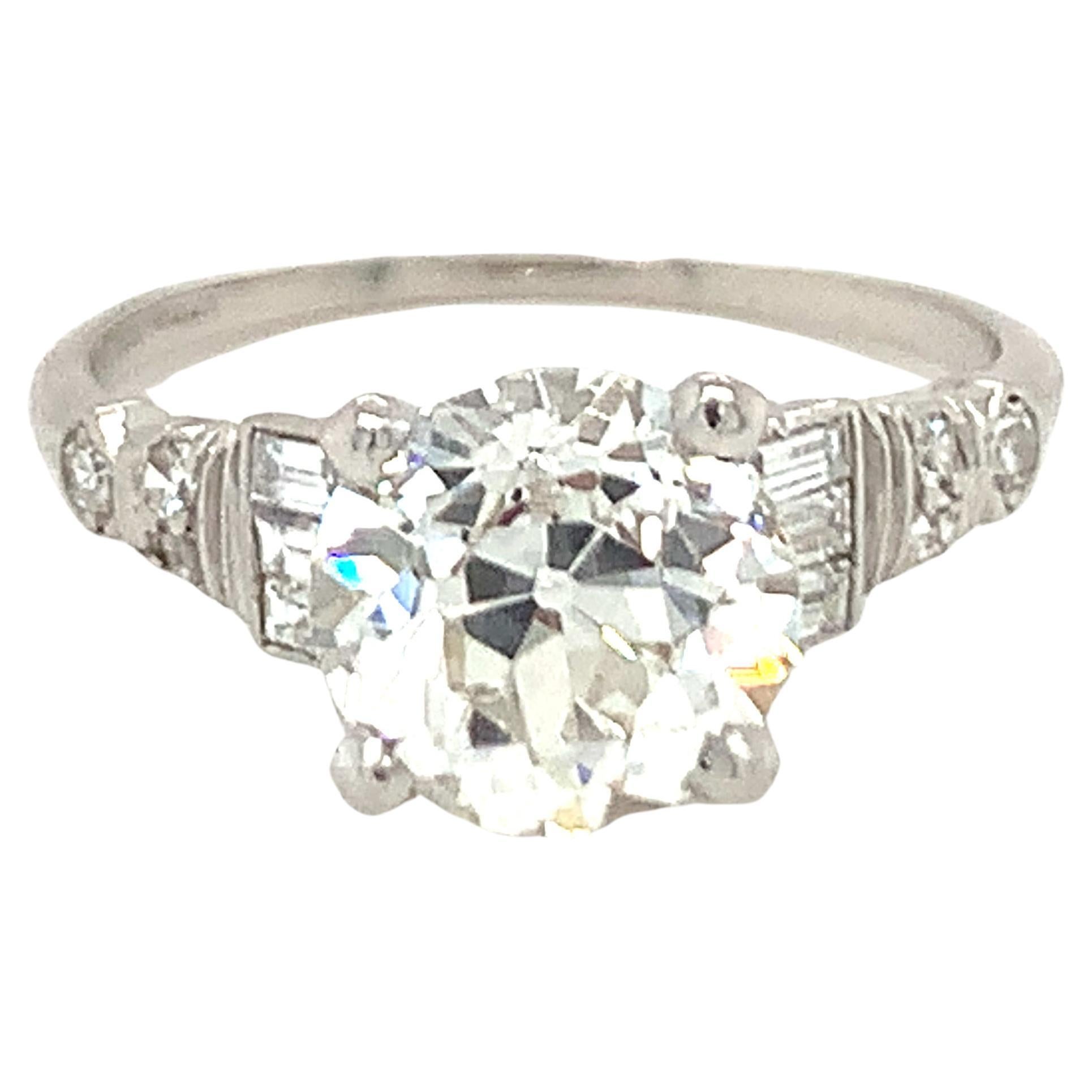 Verlobungsring, GIA-zertifizierter 2,40 Karat Diamant Platin Art Deco im Angebot