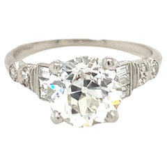 GIA Certified 2.40 Carat Diamond Platinum Art Deco Engagement Ring