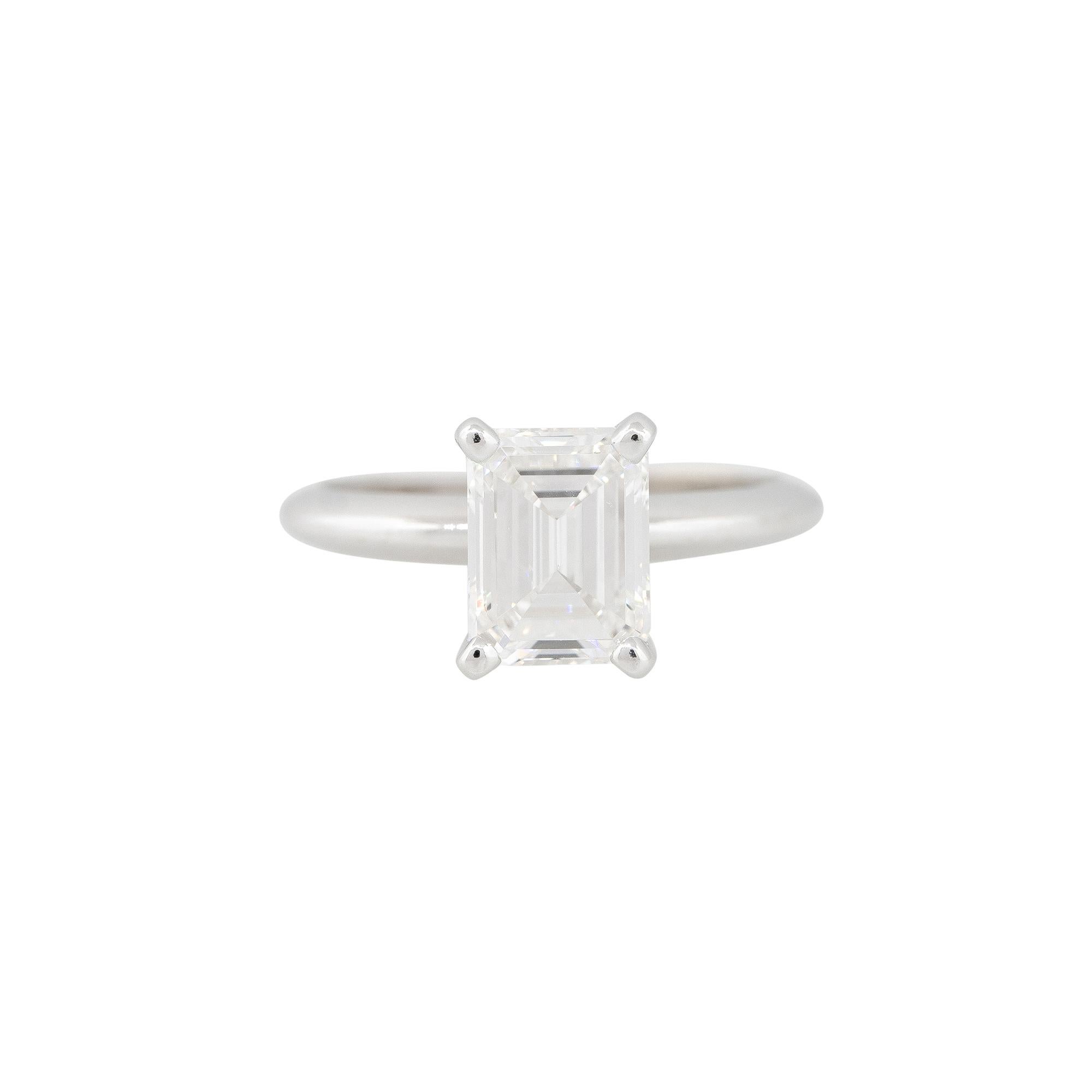 GIA Certified 18k White Gold 2.40ctw Emerald Cut Diamond Solitaire Engagement Ring
Style: Women's Diamond Engagement Ring
Material: 18k White Gold
Main Diamond Details: The main diamond is an Emerald Cut Diamond weighing 2.40 carats. The main stone